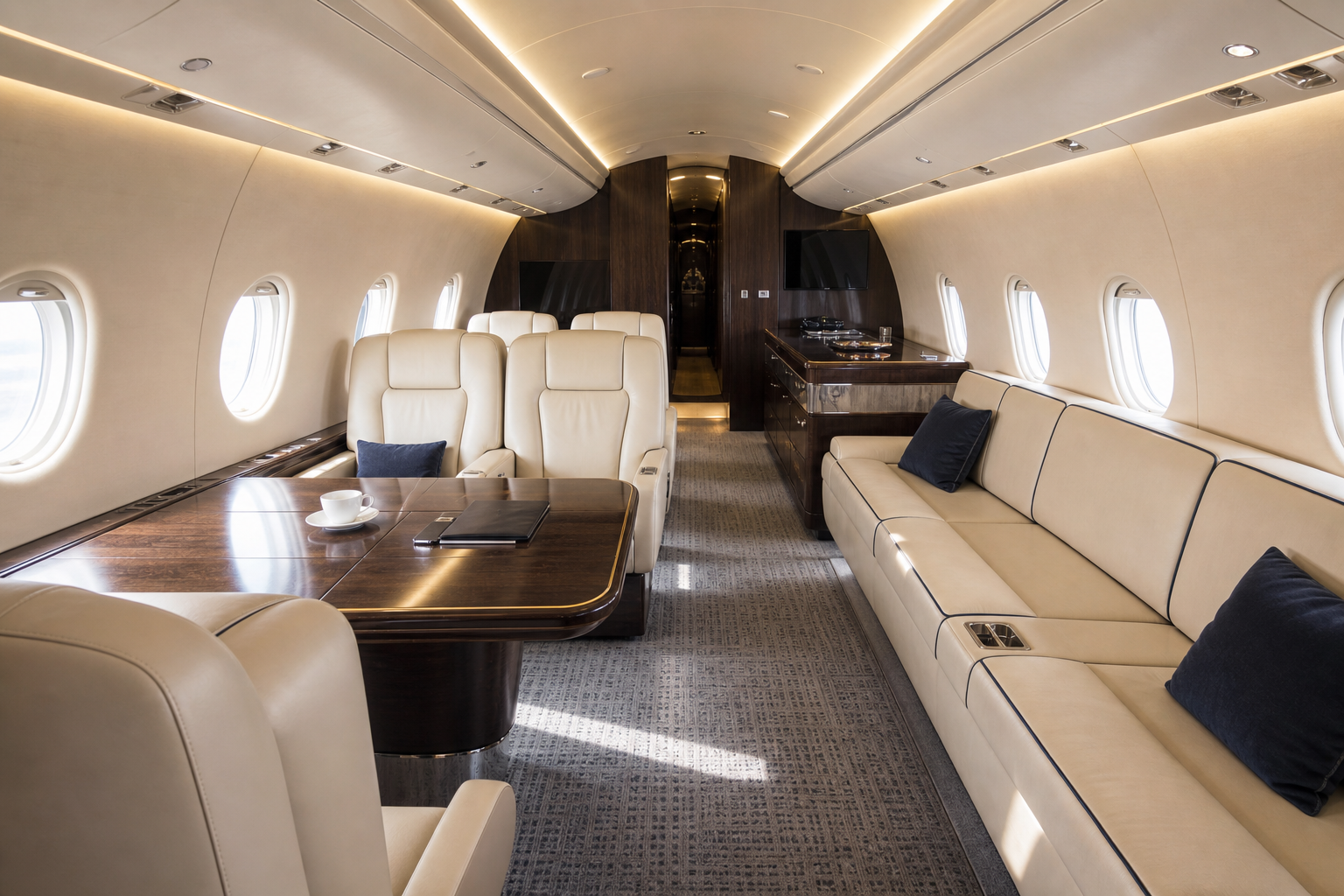 VIP-салон SSJ-100: зона отдыха и переговоров